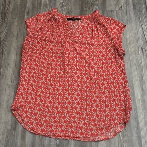 Fun 2 Fun Vibrant Red and White Patterned Blouse